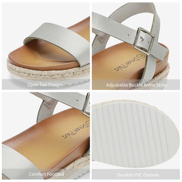 Espadrille Platform Sandals - SILVER PU - 3